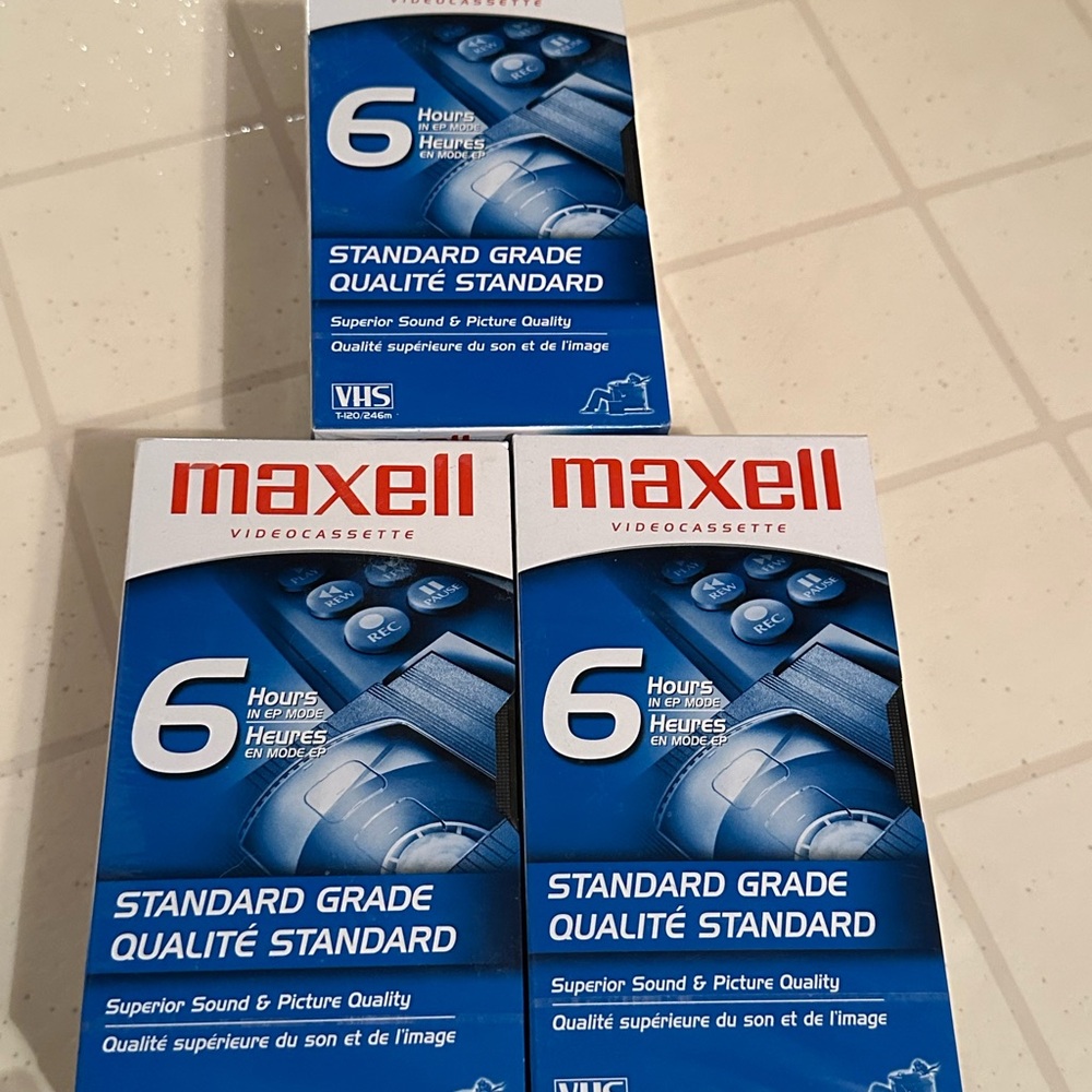 Standard Grade VHS Videocassette (Blue) - 6 Hours lot of 3
